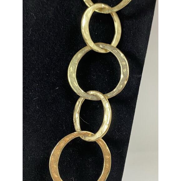 Kenneth Jay Lane (KJL) gold-tone hammered link statement necklace - Picture 2 of 5